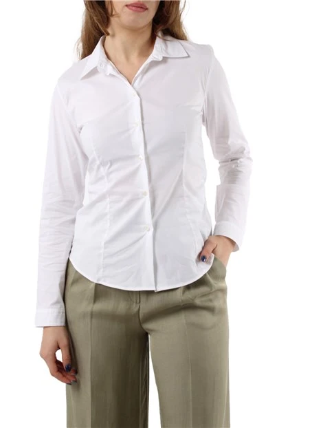 CAMICIA IN POPELINE STRETCH DI COTONE DONNA BIANCO