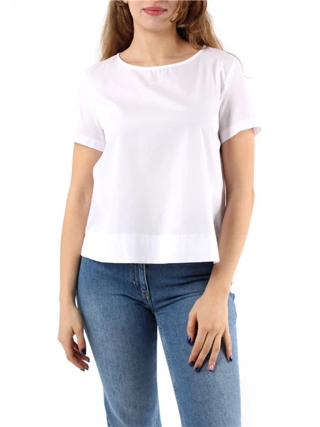 T-SHIRT MANICA CORTA IN POPELINE DI COTONE DONNA BIANCO