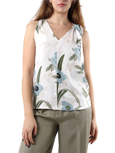 TOP IN TWILL A FANTASIA DONNA BIANCO