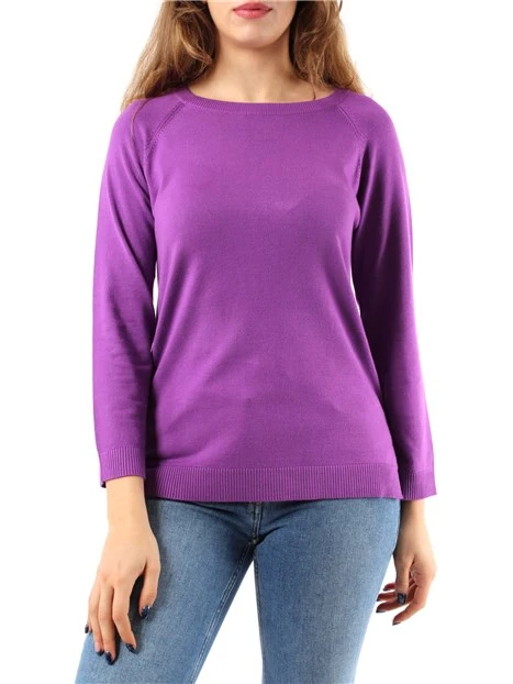 MAGLIA GIROCOLLO IN FILATO MISTO VISCOSA DONNA VIOLA