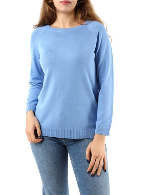 MAGLIA GIROCOLLO IN FILATO MISTO VISCOSA DONNA AZZURRO