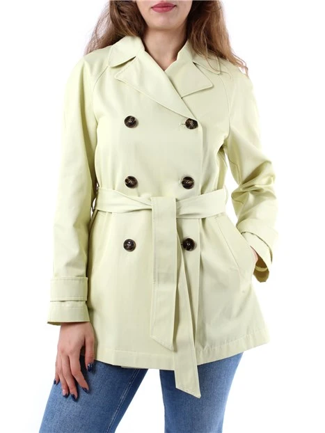 TRENCH IN GABARDINE DI COTONE DONNA GIALLO LIME