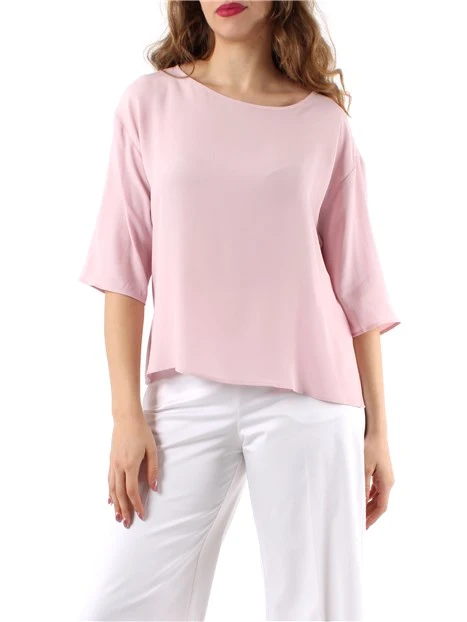 BLUSA SVASATA IN CRÊPE MISTO SETA DONNA ROSA