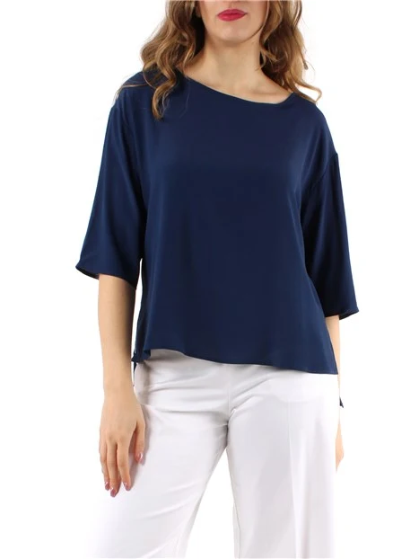 BLUSA SVASATA IN CRÊPE MISTO SETA DONNA BLU