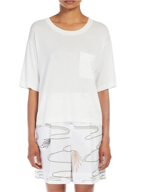 T-SHIRT MANICA CORTA OVERSIZE CON TASCHINO DONNA BIANCO