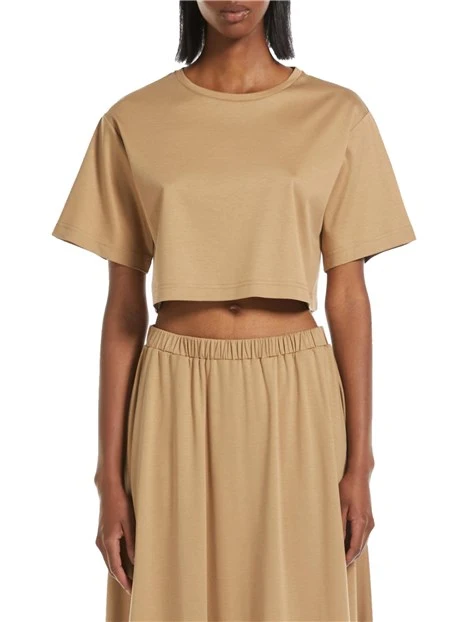 T-SHIRT MANICA CORTA CROP DONNA BEIGE