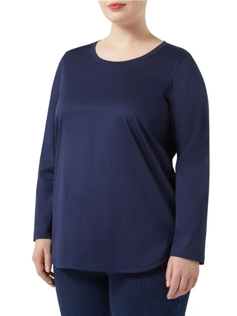 T-SHIRT MANICA LUNGA IN JERSEY DI COTONE DONNA BLU