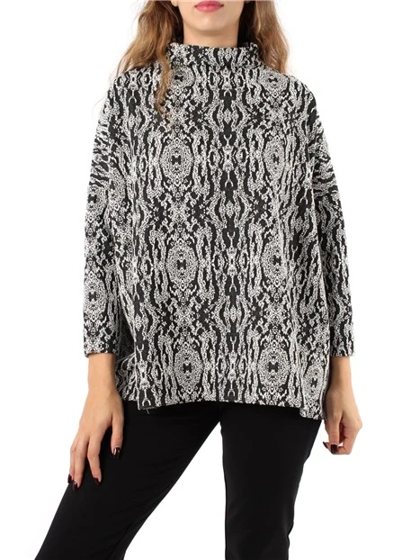 MAGLIA DOLCEVITA IN JACQUARD DONNA BIANCO NERO