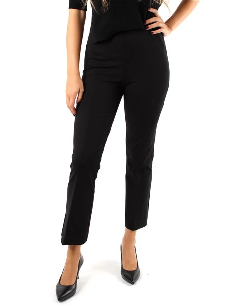 PANTALONI CROPPED A TROMBETTA IN MISTO VISCOSA DONNA NERO