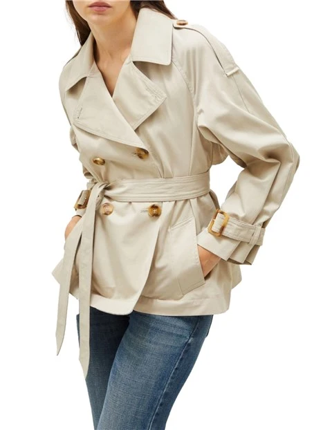 TRENCH CORTO IN COTONE DONNA BEIGE