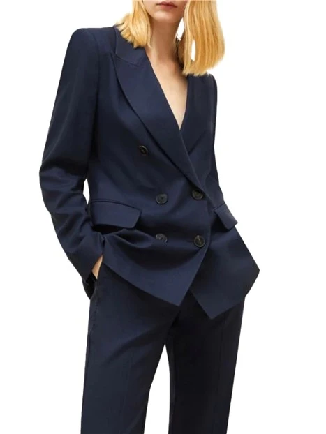 GIACCA BLAZER DOPPIOPETTO IN TWILL DONNA BLU