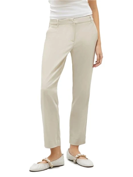 PANTALONI A SIGARETTA IN COTONE DONNA BEIGE