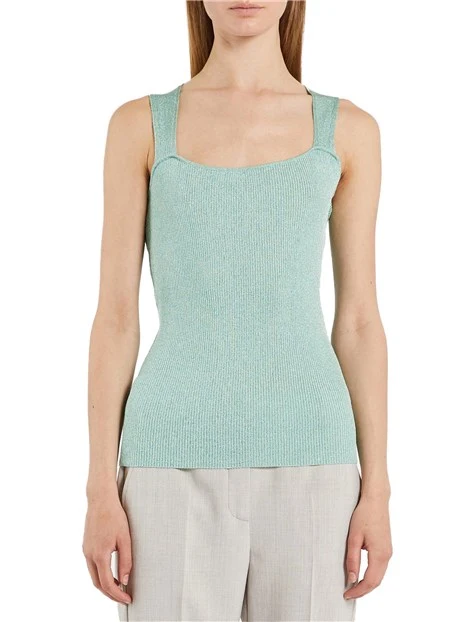 TOP IN MISTO LAMÈ DONNA VERDE