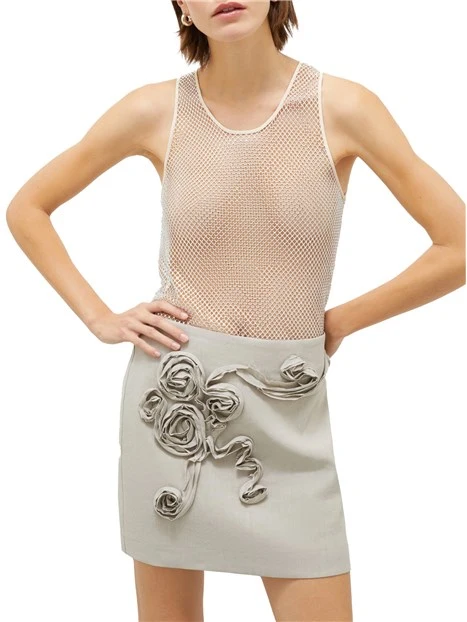 TOP IN RETE CON STRASS DONNA BIANCO