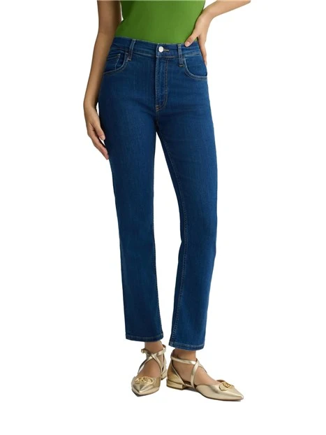 JEANS CROPPED 5 TASCHE DONNA BLU