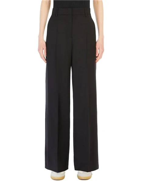 PANTALONI PALAZZO IN TELA DI LANA DONNA NERO