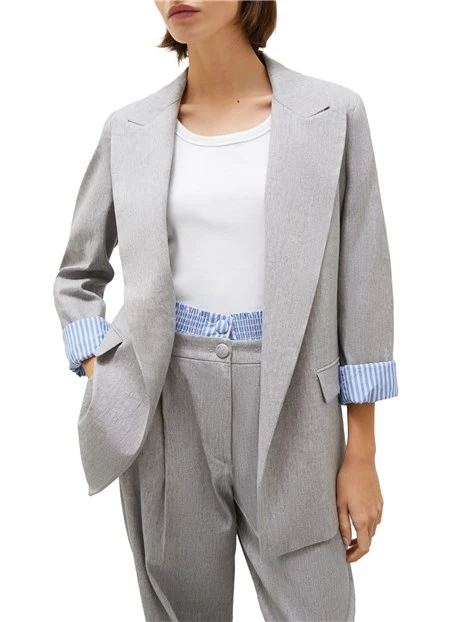 GIACCA BLAZER IN MISTO LINO DONNA GRIGIO