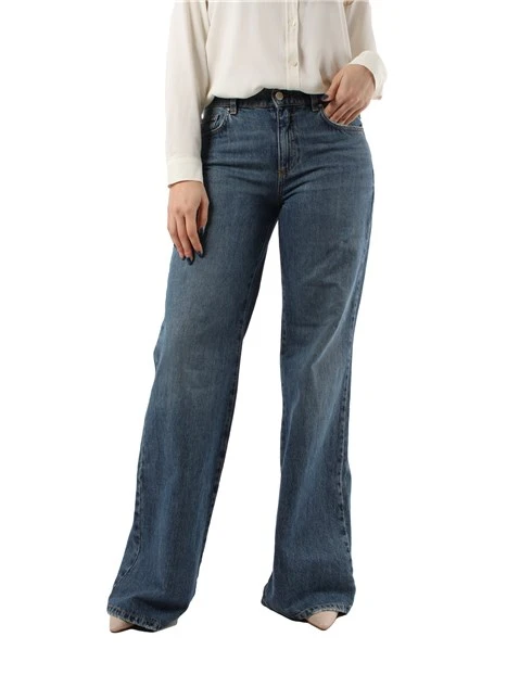 JEANS PALAZZO IN PURO COTONE DONNA BLU