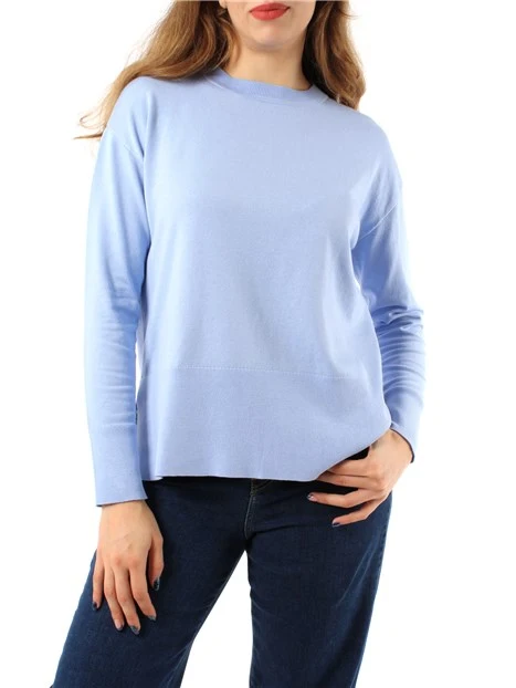 MAGLIA GIROCOLLO IN FILATO DI VISCOSA DONNA AZZURRO