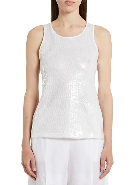 TOP IN JERSEY CON PAILLETTES DONNA BIANCO