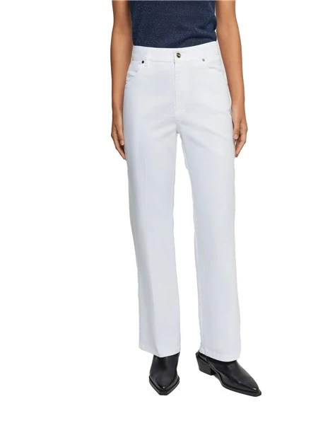 PANTALONI A ZAMPA5 TASCHE DONNA BIANCO OTTICO