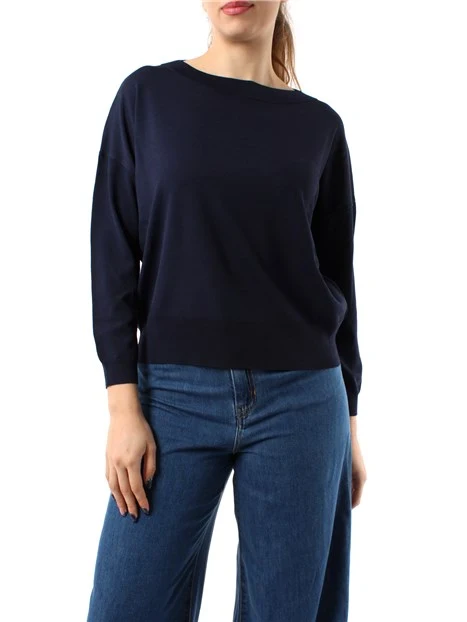 MAGLIA GIRCOLLO OVER IN CRÊPE DONNA BLU