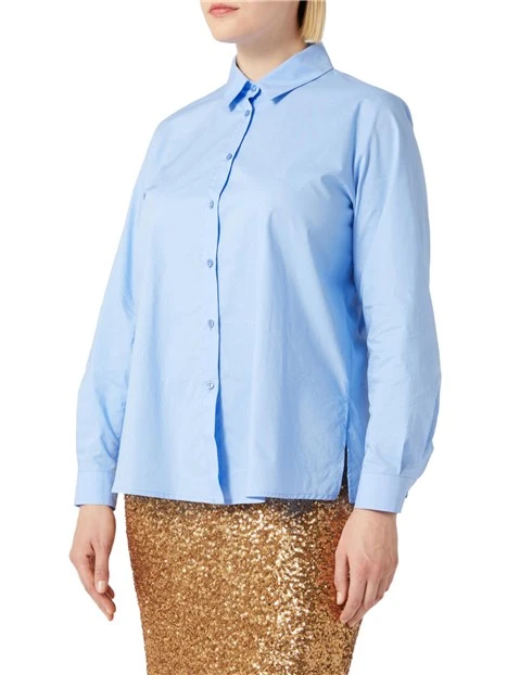 CAMICIA IN POPELINE DI COTONE DONNA CELESTE