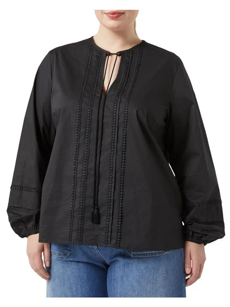 BLUSA CON DETTAGLI MACRAMÉ DONNA NERO