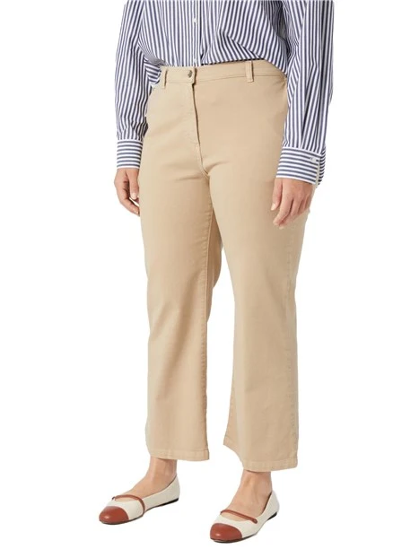 PANTALONI A ZAMPA IN BULL DI COTONE DONNA BEIGE