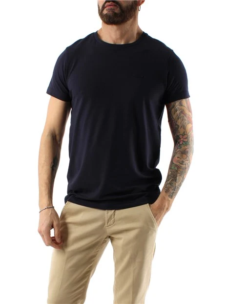 T-SHIRT MANICA CORTA SLIM IN COTONE ELASTICIZZATO UOMO BLU