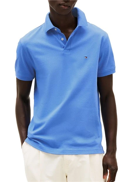 POLO MANICA CORTA 1985 CON LOGO BANDIERA UOMO BLU CHIARO