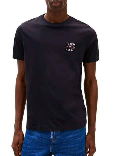 T-SHIRT CON LOGO SUL PETTO IN PURO COTONE UOMO BLU