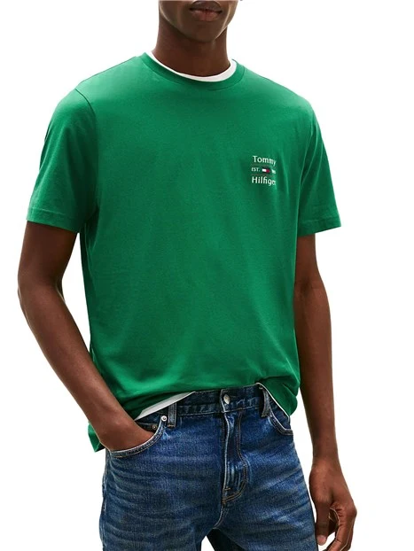 T-SHIRT CON LOGO SUL PETTO IN PURO COTONE UOMO VERDE