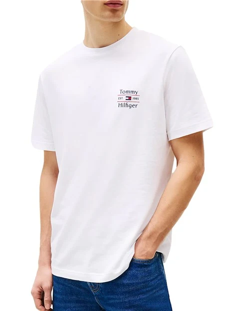 T-SHIRT CON LOGO SUL PETTO IN PURO COTONE UOMO BIANCO