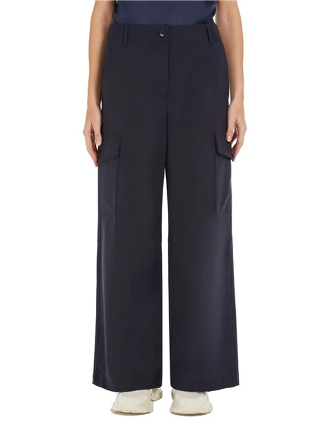 PANTALONI PALAZZO CON TASCONI DONNA BLU