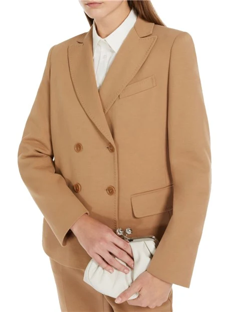 BLAZER DOPPIOPETTO IN JERSEY DI COTONE DONNA BEIGE