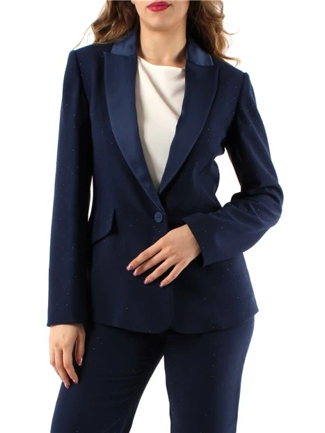 GIACCA BLAZER SLIM FIT CON STRASS DONNA BLU