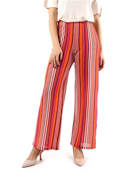 PANTALONI PALAZZO A RIGHE MULTICOLORE DONNA FUCSIA