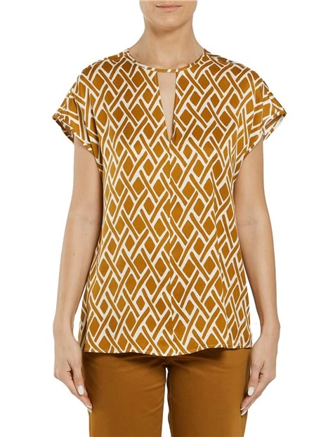 BLUSA IN TWILL A FANTASIA DONNA MARRONE