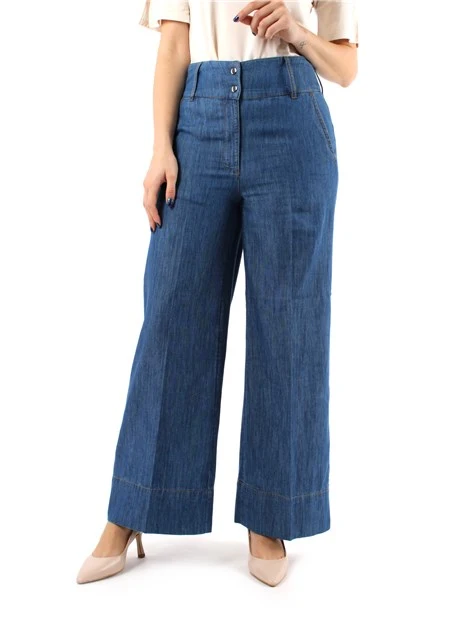 PANTALONE PALAZZO IN DENIM LEGGERO DONNA BLU