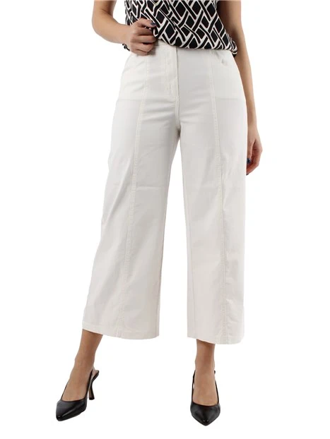 PANTALONI CROPPED IN PIQUET DI COTONE DONNA AVORIO