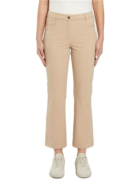 PANTALONI CROPPED MINI FLARE DONNA BEIGE