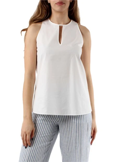 TOP IN POPELINE DI COTONE DONNA BIANCO