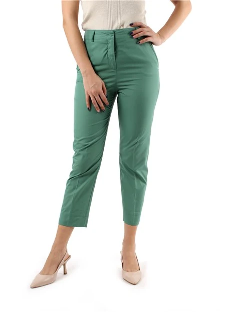 PANTALONI CHINO IN POPELINE DI COTONE DONNA VERDE