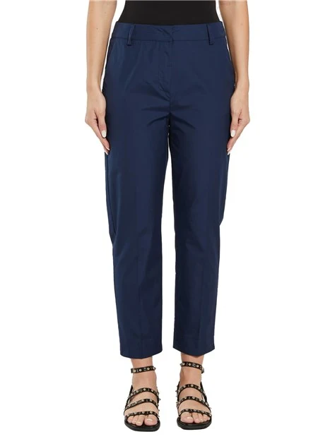 PANTALONI CHINO IN POPELINE DI COTONE DONNA BLU