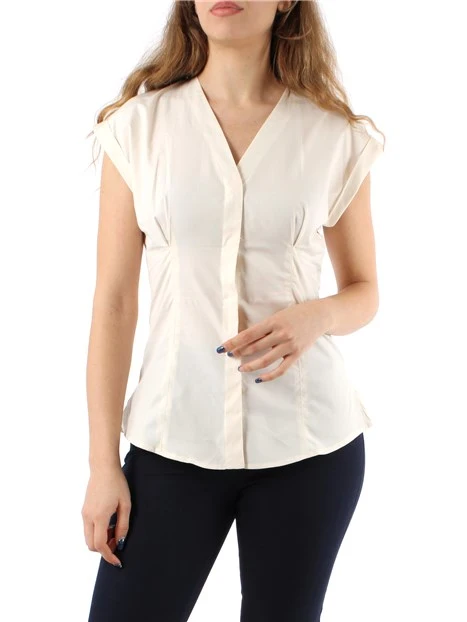 CAMICIA IN POPELINE DI COTONE DONNA AVORIO