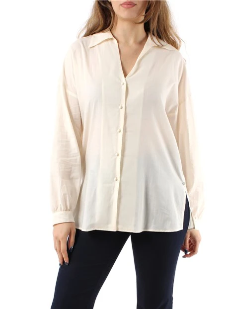 CAMICIA IN VOILE DI COTONE DONNA AVORIO