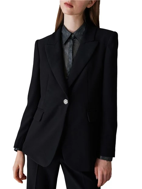 GIACCA BLAZER SLIM MONOPETTO IN CRÊPE DONNA NERO