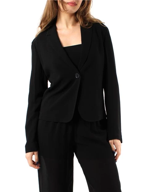 GIACCA BLAZER CORTA MONOPETTO DONNA NERO