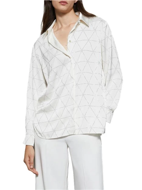 CAMICIA SATINATA CON STRASS DONNA BIANCO